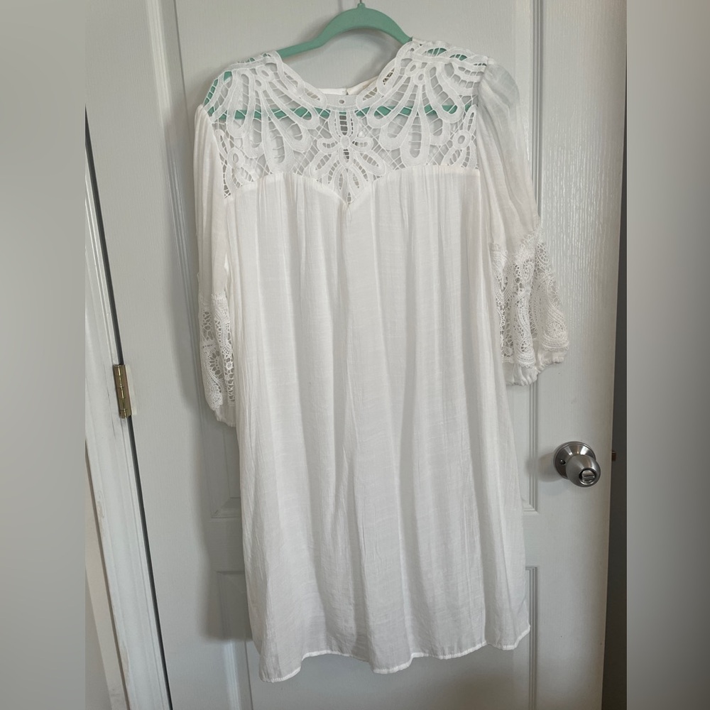 Indigo Rose White Fairycore, Bohemian Dress Large